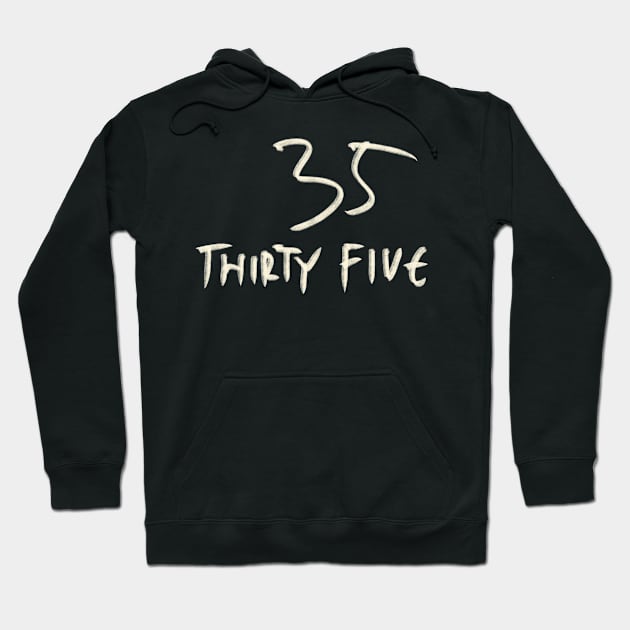 Hand Drawn Letter Number 35 Thirty Five Hoodie by Saestu Mbathi